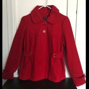 Red pea coat